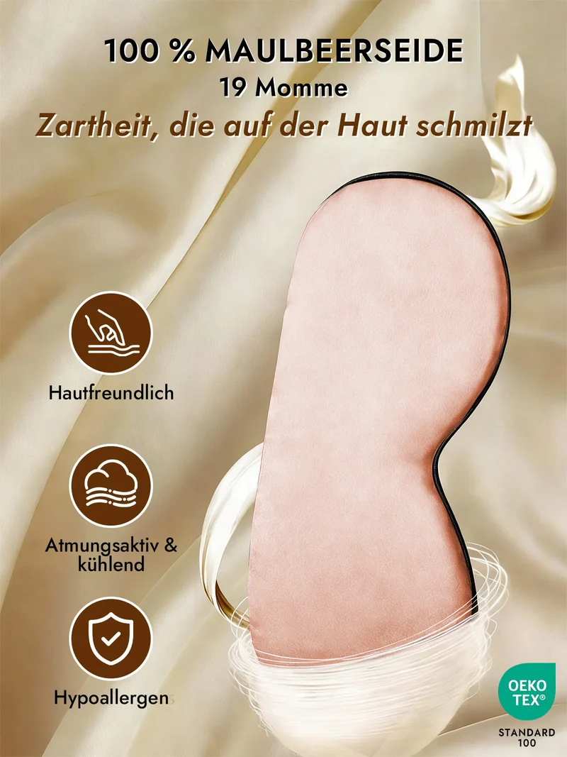 100% Maulbeerseide Schlafmaske mit Elastikband