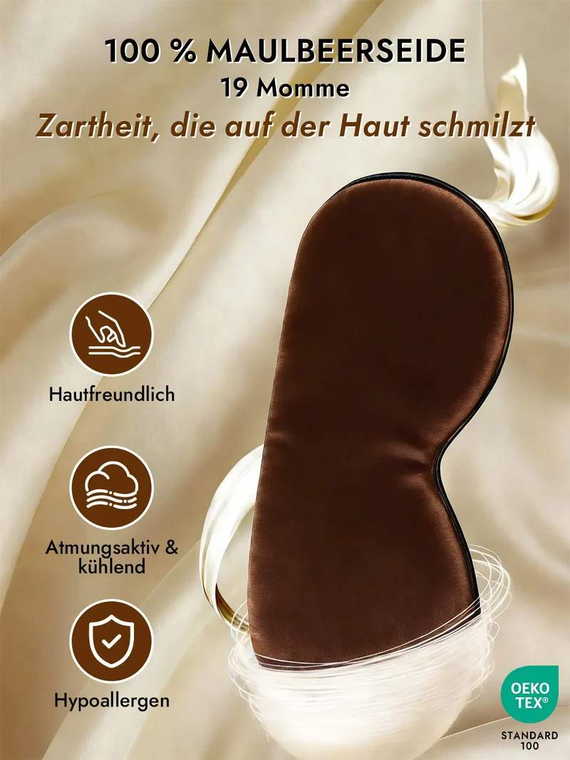100% Maulbeerseide Schlafmaske mit Elastikband
