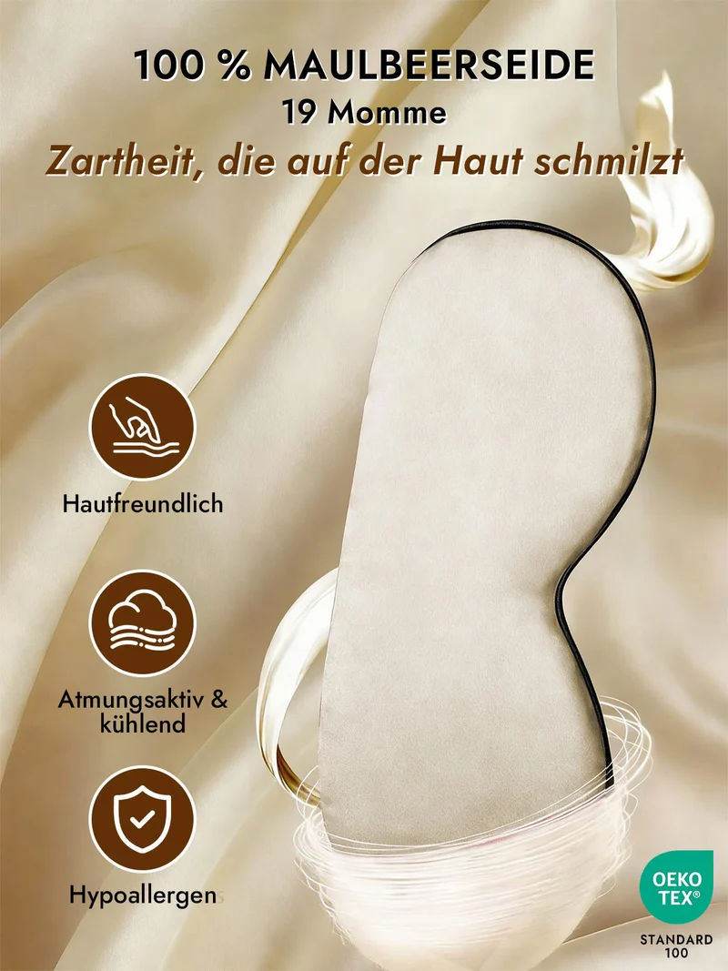 100% Maulbeerseide Schlafmaske mit Elastikband