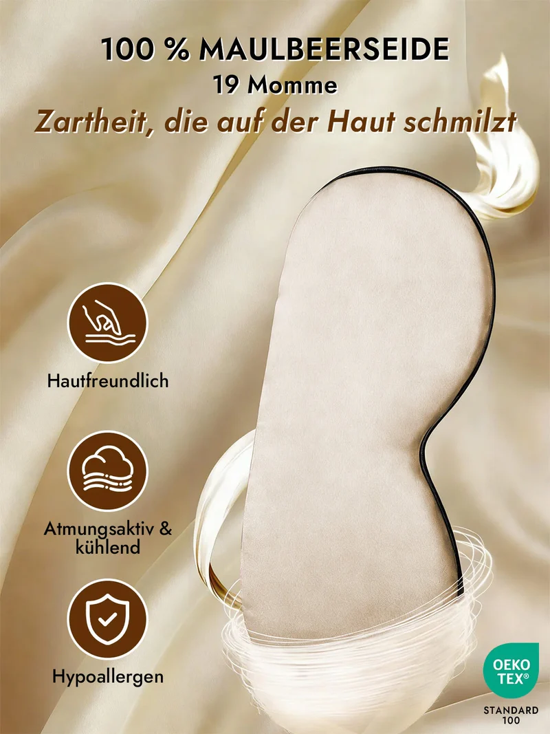 100% Maulbeerseide Schlafmaske mit Elastikband