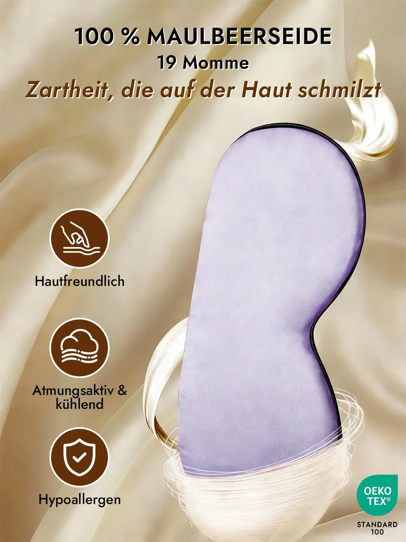 100% Maulbeerseide Schlafmaske mit Elastikband