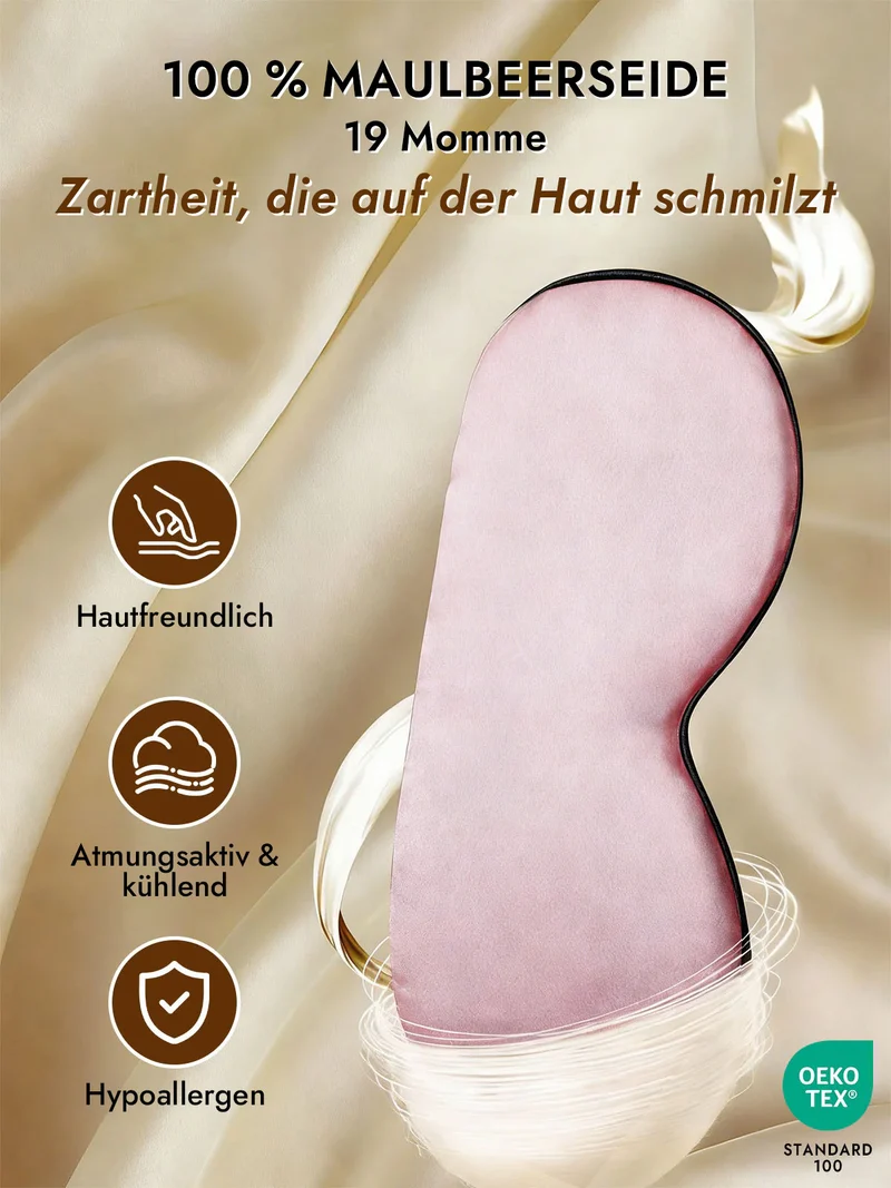 100% Maulbeerseide Schlafmaske mit Elastikband