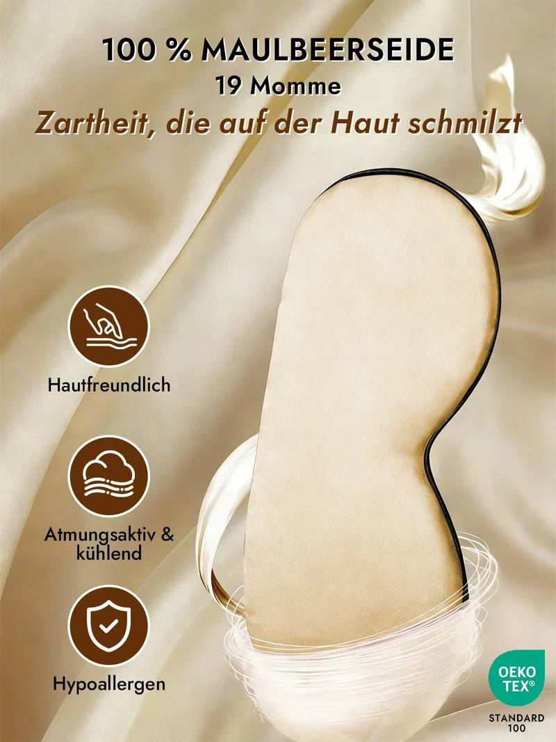 100% Maulbeerseide Schlafmaske mit Elastikband