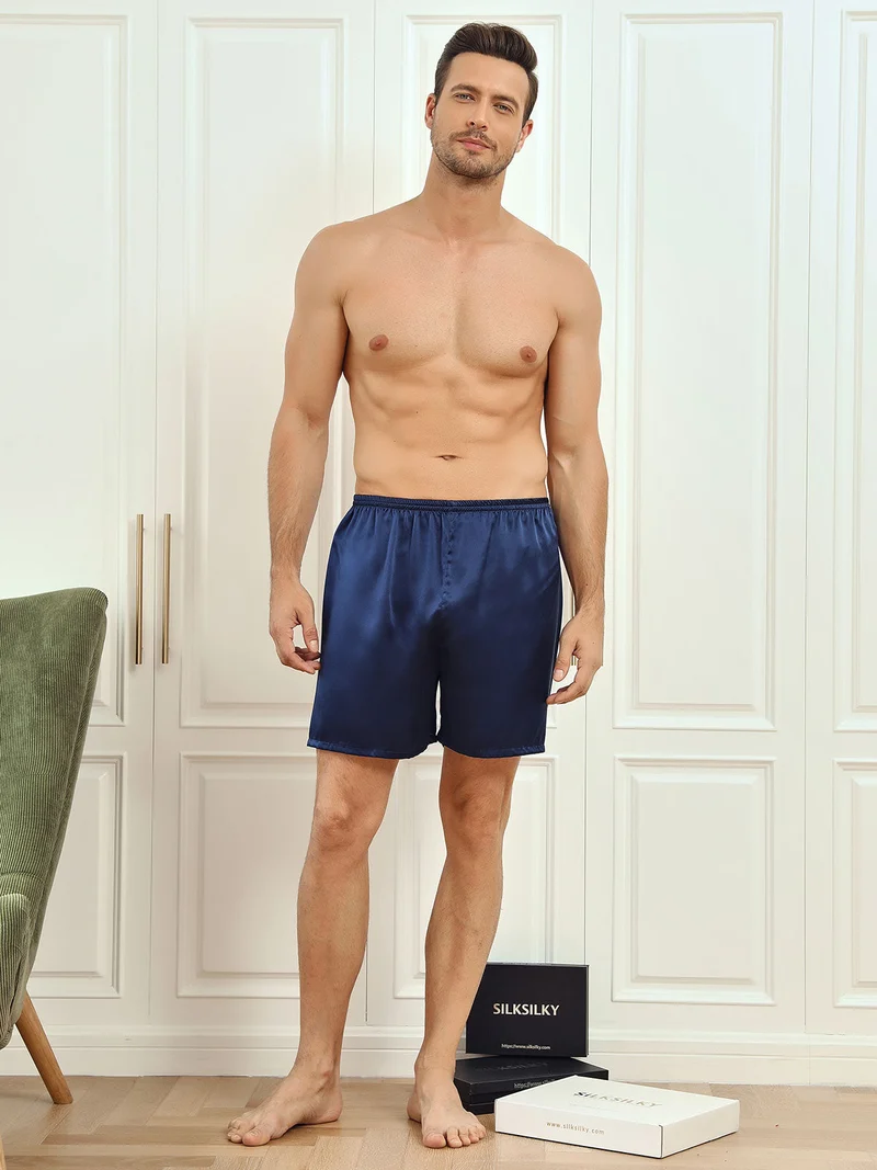 100% Maulbeerseide Herren-Lounge-Schlafshorts