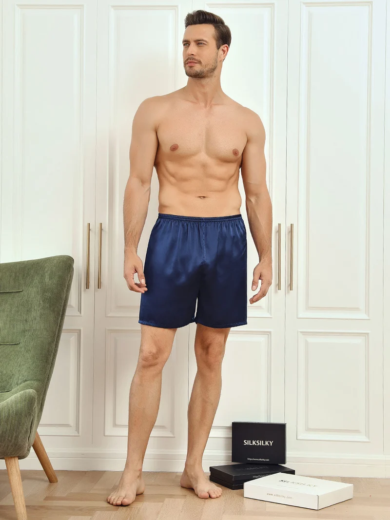100% Maulbeerseide Herren-Lounge-Schlafshorts