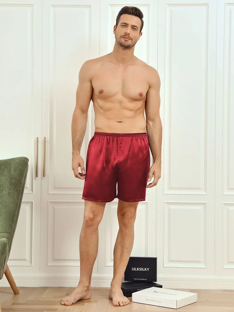 100% Maulbeerseide Herren-Lounge-Schlafshorts