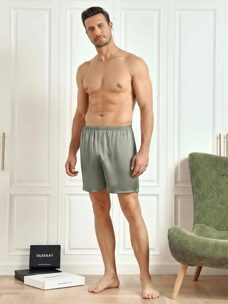 100% Maulbeerseide Herren-Lounge-Schlafshorts