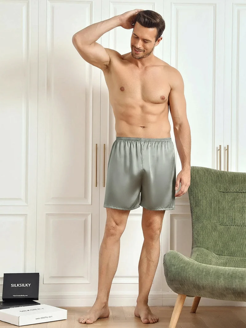 100% Maulbeerseide Herren-Lounge-Schlafshorts