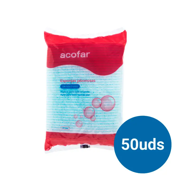 Acofar Pack Disposable Soapy Sponge, 24 sponges x 50 bags