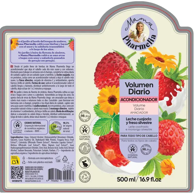 Mama Pharmelia Daily Volume Conditioner Milk Curd & Wild Strawberry, 500Ml