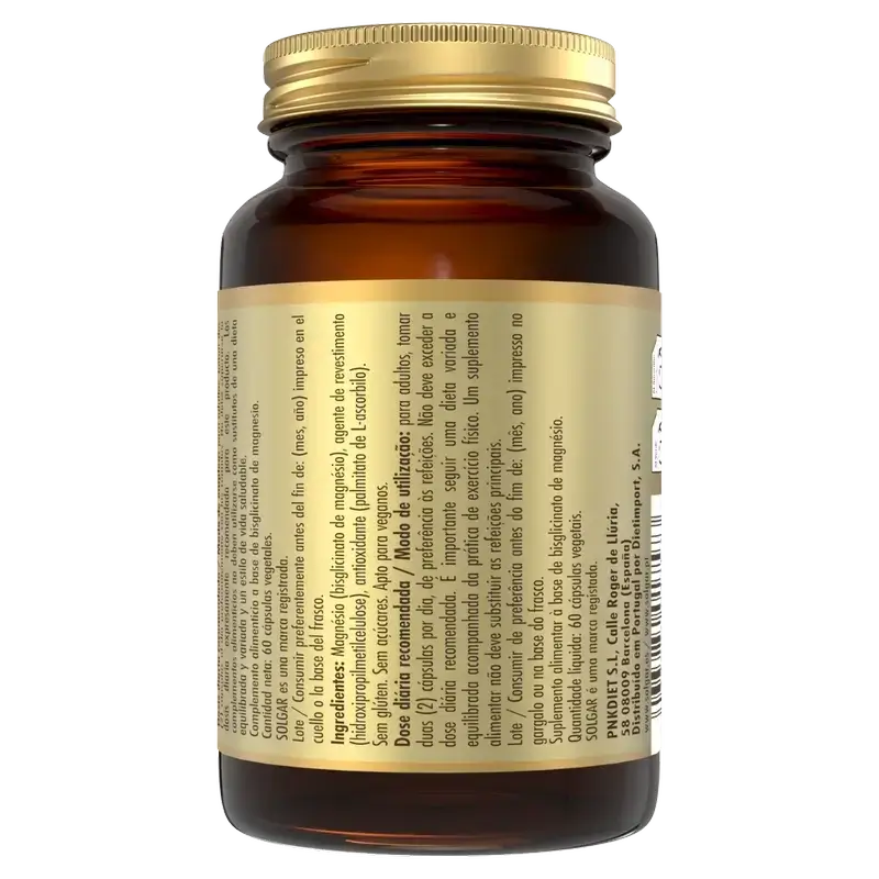 Solgar Magnesium Bisglycinate, Pack 3 x 60 Veggie Capsules