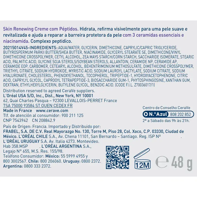 Cerave Skin Renewing Cream with Peptides , 48 ml